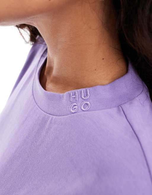 HUGO Red relaxed t-shirt dress in purple, 4 of 4