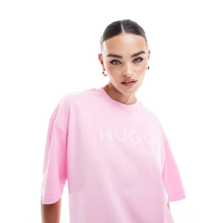 HUGO RED relaxed t shirt in pink ASOS