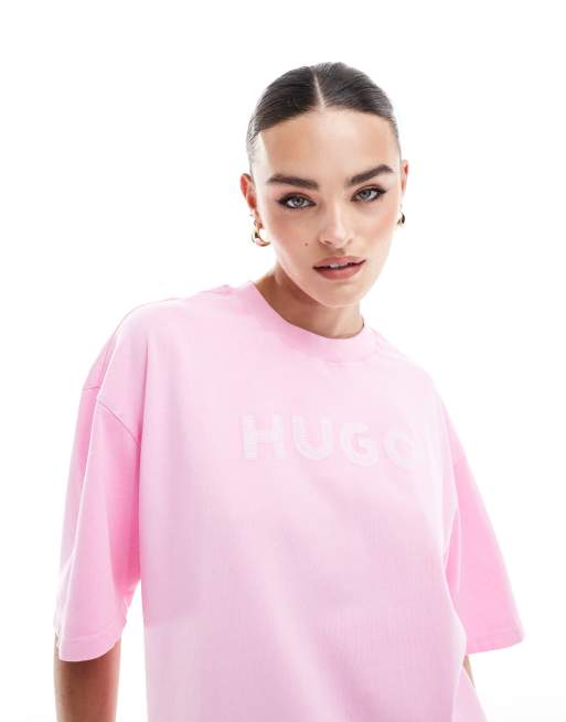 HUGO RED relaxed t shirt in pink ASOS