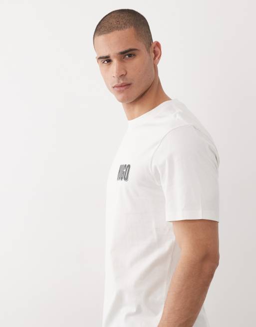 HUGO Red - Ruimvallend T-shirt met print op de rug in wit, 4 van 5