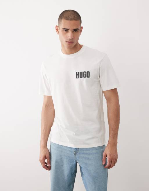 HUGO Red - Ruimvallend T-shirt met print op de rug in wit, 5 van 5