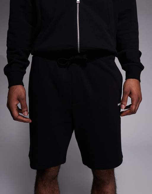 HUGO Red - Ruimvallende jersey short in zwart, 5 van 5