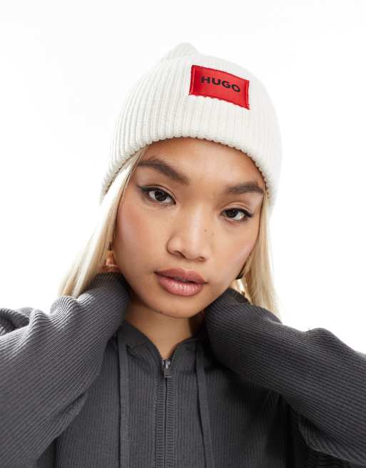 HUGO Red – Saffa – Czapka beanie w kolorze złamanej bieli