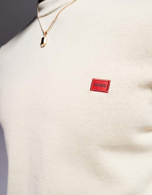 HUGO Red – San Cassius – Beige, stickad tröja med rund halsringning, 2 av 4