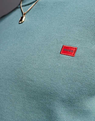 Hugo Red San Cassius Knit Crew Neck Sweater In Green