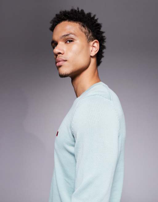 HUGO Red - San Cassius - Lysegrøn striktrøje med logomærke, 4 af 5