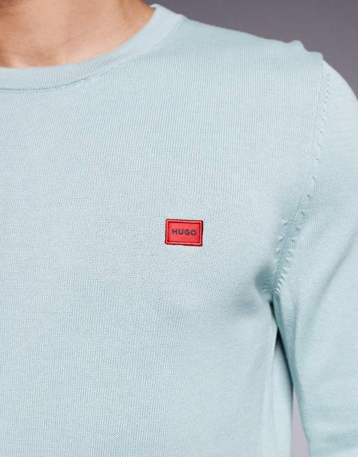 HUGO RED - San Cassius - Maglione lavorato verde chiaro con etichetta con logo, 5 di 5