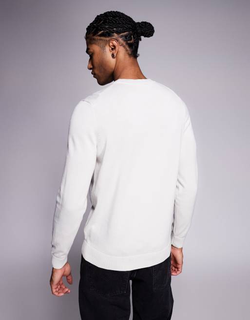 HUGO Red - San Cassius - Pull en maille avec étiquette à logo - Beige, 3 de 5