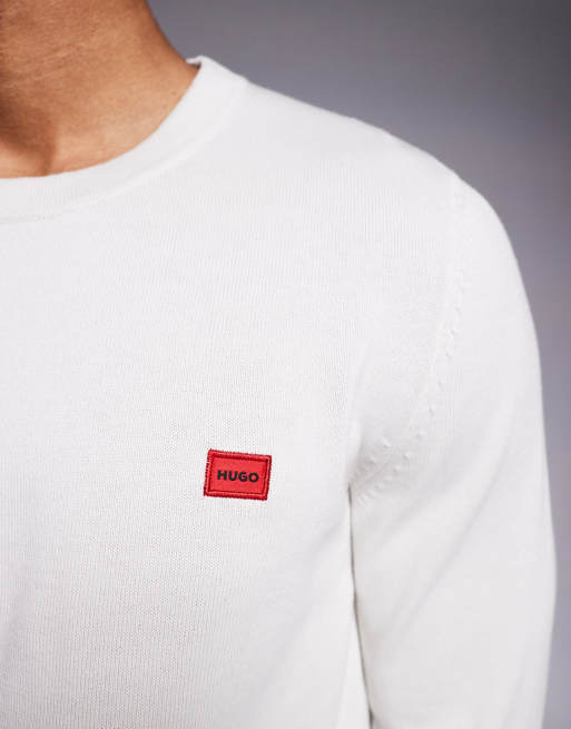 HUGO Red - San Cassius - Pull en maille avec étiquette à logo - Beige, 5 de 5