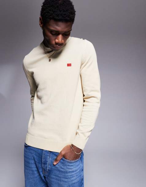 HUGO Red – San Cassius – Strickpullover in Beige mit Rundhalsausschnitt - view 1