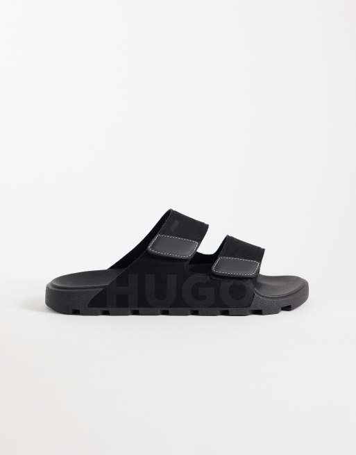 HUGO Red - Sandales avec logo et deux brides de fermeture - Bleu foncé, 4 de 4