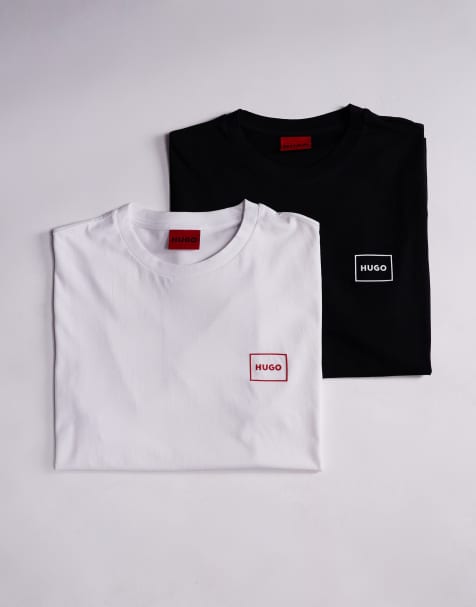 HUGO RED - Set van 2 T-shirts met Dugopak-logo in wit en zwart - view 1