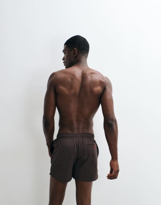 HUGO Red - Short de bain à logo encadré - Marron, 4 de 5