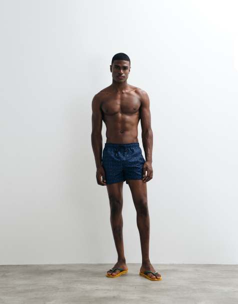 HUGO Red - Short de bain à logo imprimé sur l'ensemble - Bleu - view 1