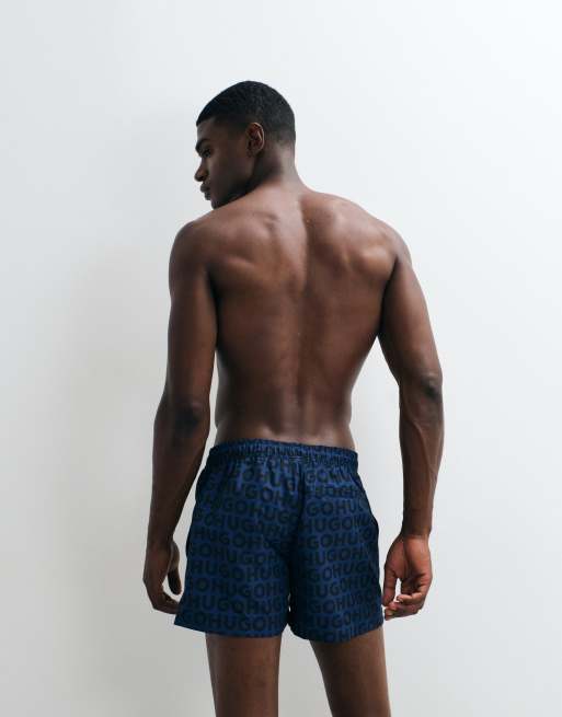 HUGO Red - Short de bain à logo imprimé sur l'ensemble - Bleu , 5 de 5