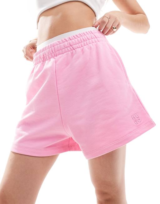 HUGO - RED - Short van sweatstof in roze