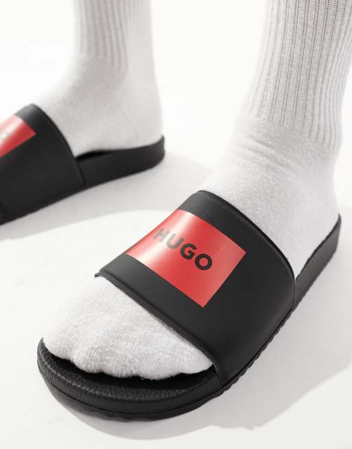  HUGO RED sliders in black