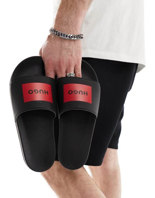 HUGO RED sliders in black ASOS
