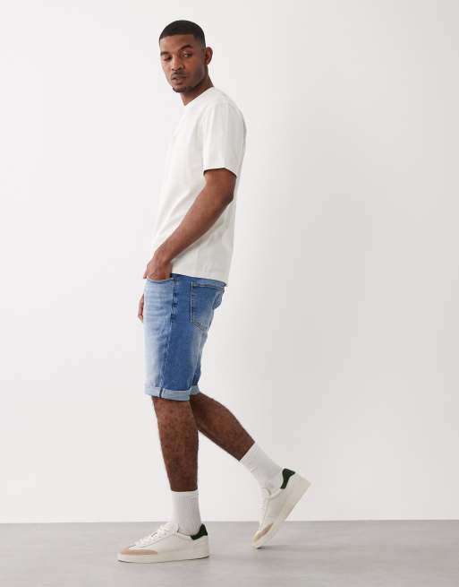 HUGO Red - Smaltoelopende denim short in lichtblauw, 3 van 5