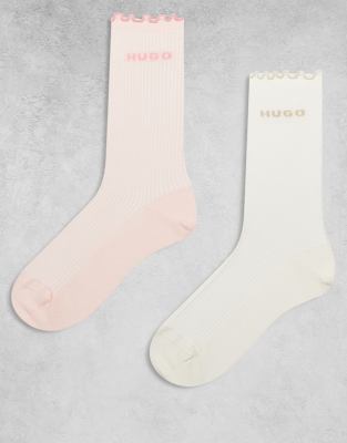 HUGO Red - Socken in Rosa mit Kräuselsaum