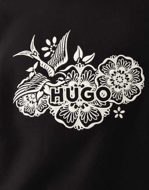 HUGO Red - Sort sweatshirt med print, 3 af 5