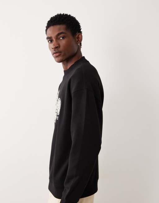 HUGO Red - Sort sweatshirt med print, 4 af 5