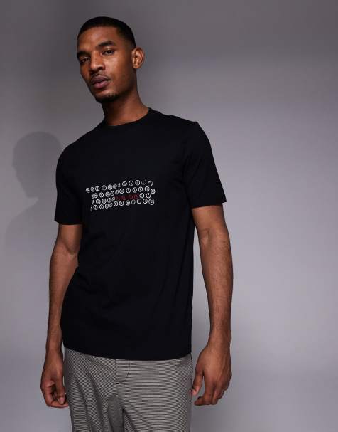 HUGO Red - Sort T-shirt med grafisk 'Deyss'/skrivemaskine-print - view 1