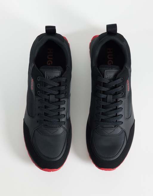 HUGO Red - Sorte sneakers med røde detaljer, 3 af 5