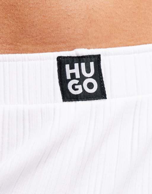 HUGO Red stacked logo lounge pants in beige (part of a set), 4 of 5