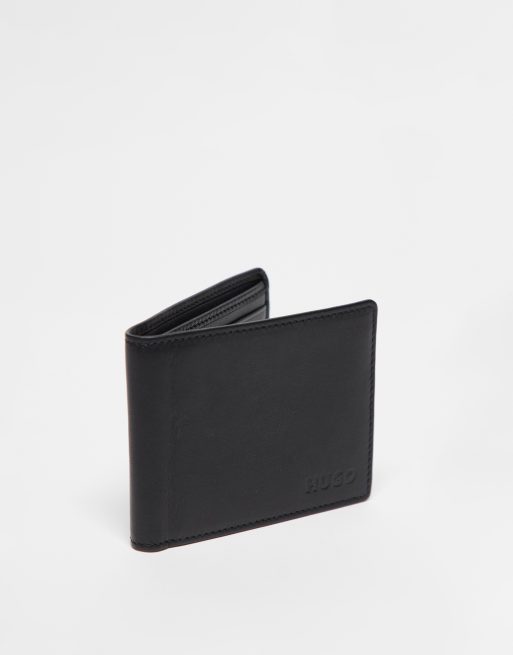HUGO Red – Subway – Brieftasche aus Leder in Schwarz