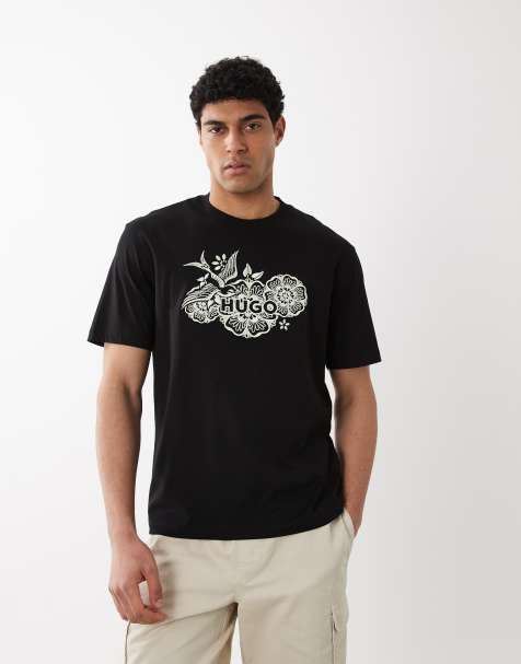 HUGO Red – Svart t-shirt med grafiskt tryck - view 1