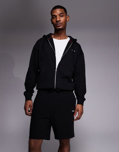 HUGO Red – Svarta avslappnade jersey-shorts - view 1