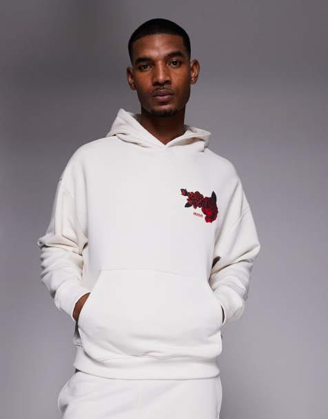 HUGO Red - Sweat à capuche oversize à logo imprimé - Blanc - view 1