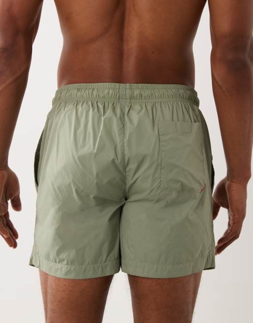 HUGO Red swim shorts with logo print in dark green, 3 of 5