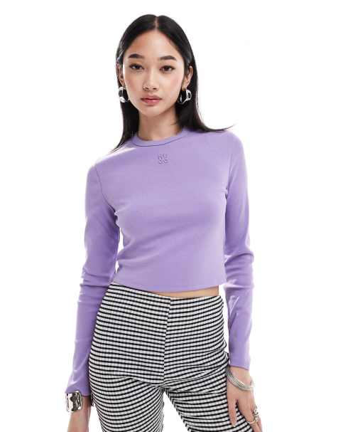 HUGO Red - T-shirt corta e stretta a maniche lunghe viola - view 1