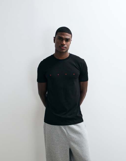 HUGO Red – T-Shirt in Schwarz mit Logo-Schriftzug auf der Brust , 4 von 5