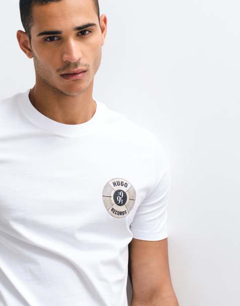 HUGO Red t-shirt med brösttryck i vitt - view 1