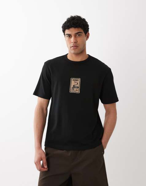 Hugo Red - T-shirt nera con stampa serpente - view 1