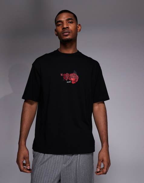 HUGO Red - T-shirt oversize à logo imprimé - Noir - view 1