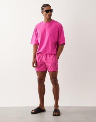 Hugo Red Hugo red tiki co-ord swim shorts in pink