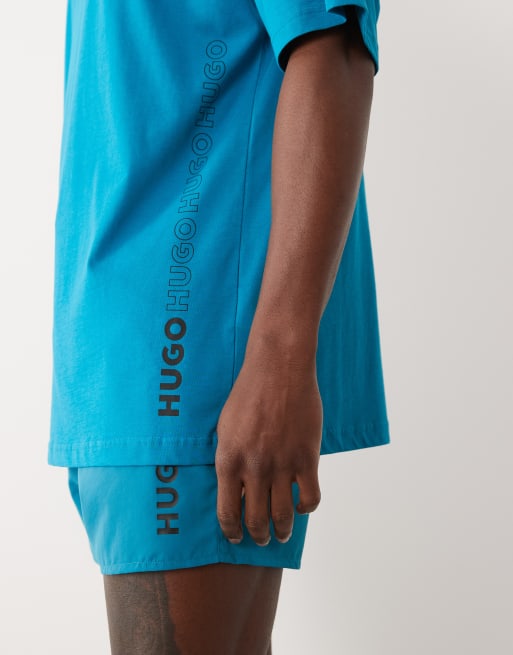Hugo - Red Tiki - T-shirt da mare blu ottanio medio in coordinato, 4 di 5
