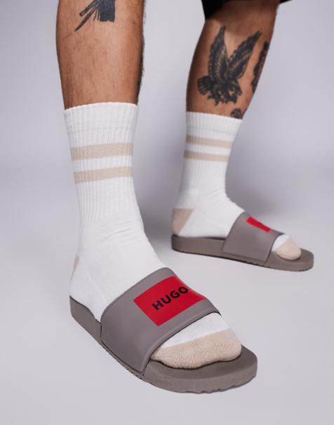 HUGO RED Timein box logo sliders in light brown - view 1