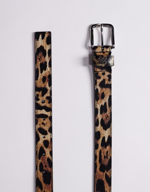 HUGO Red tina belt in leopard print brown, 2 of 3