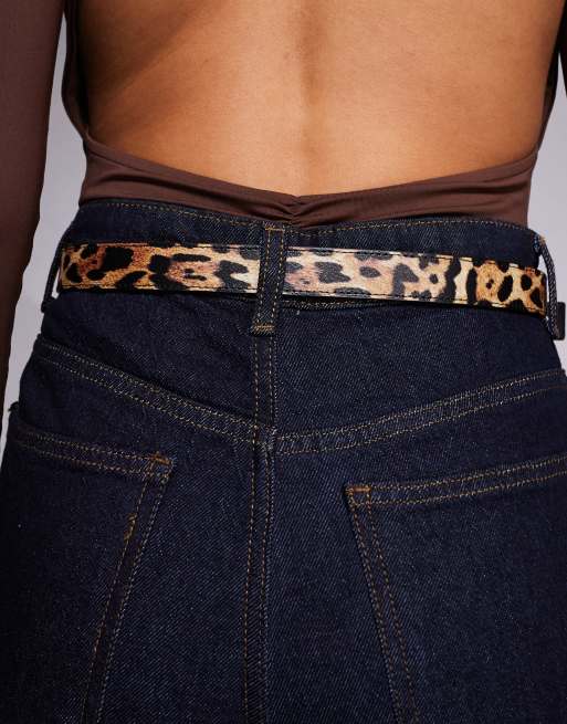 HUGO Red tina belt in leopard print brown, 3 of 3