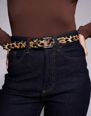 HUGO Red - Tina - Gürtel in Braun mit Leopardenmuster-Brown