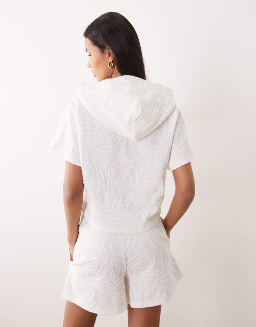 HUGO Red - Top confort d'ensemble à capuche - Blanc, 4 de 4