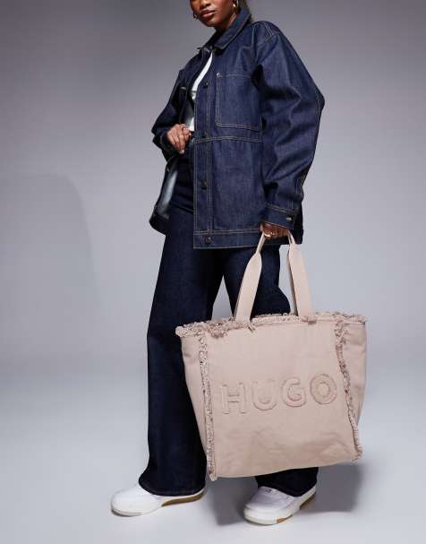 HUGO Red - Tote bag avec bords effilochés - Beige - view 1