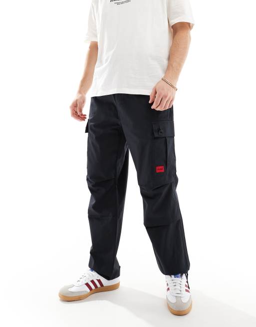 HUGO RED utility cuffed pants in black