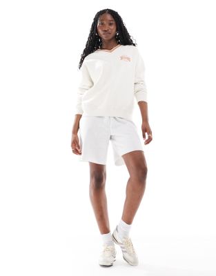 Hugo Red V-neck Sweatshirt In White