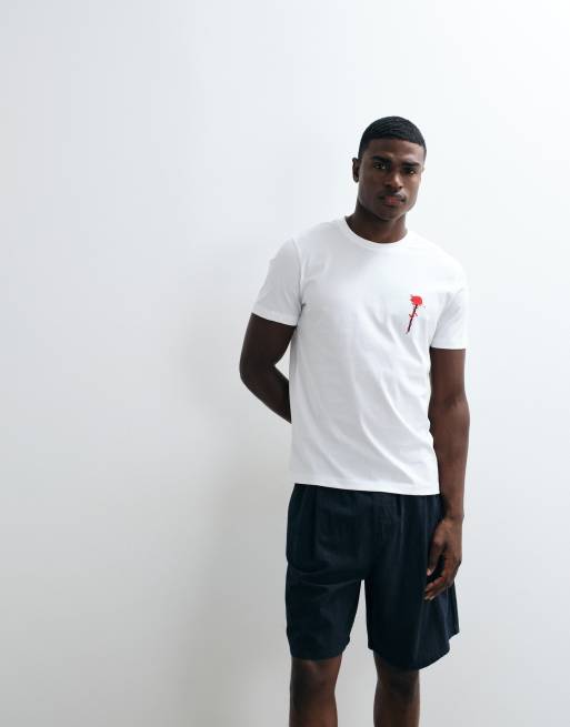 HUGO Red – Vit t-shirt i regular fit med rostryck på bröstet , 3 av 5